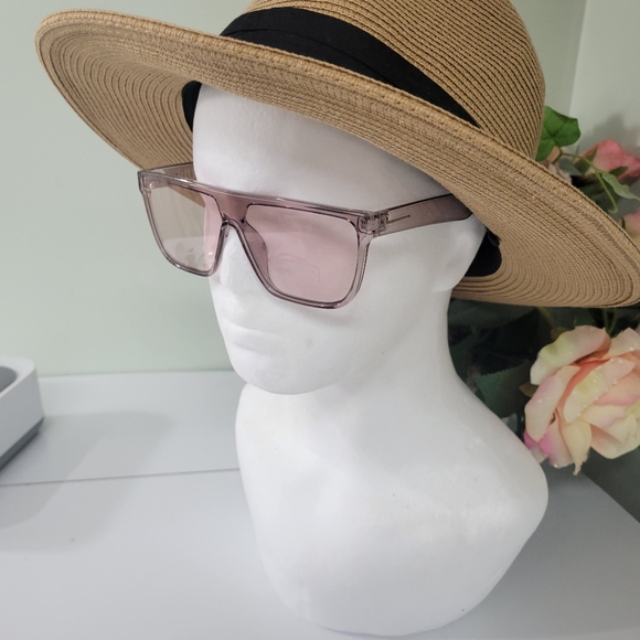 OVERSIZED FLAT TOP DESIGNER STYLE SUNGLASSES W CASE - Picture 2 of 13